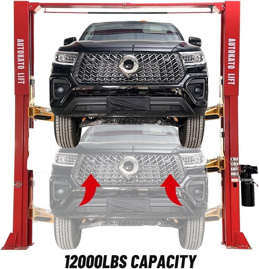2-Post Car Lift Built for Professional Service, 12000 Lb Capacity, 70.87 Inch Height, Dual Hydraulic Drive