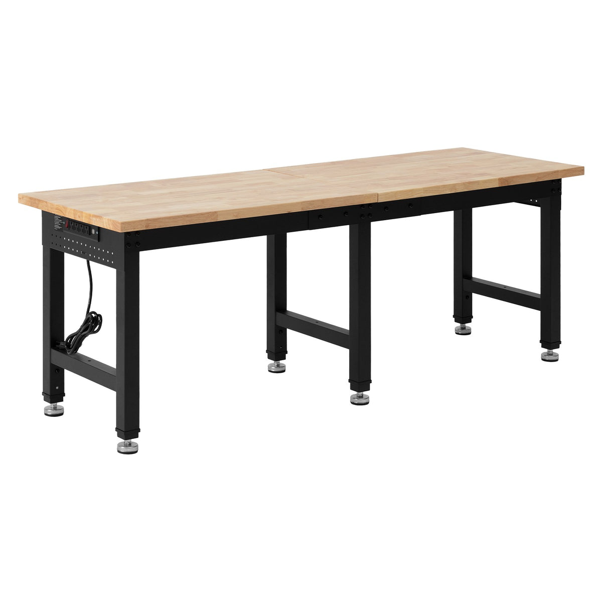 VEVOR Adjustable Workbench 72 X 24 in Oak Wood Top Workbench with Power Outlets