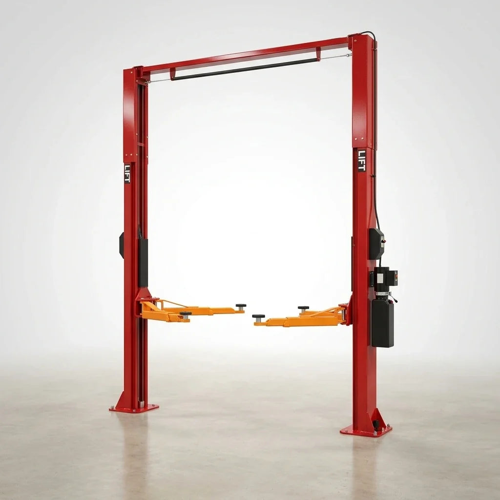 12000 Lbs Extra Height 167Inch 2 Post Lift Two Post Car Lift AK-M120 Auto Lift Car Lift Hoist 2 Post Car Lift (Extra Height, Red) — Studio Shot