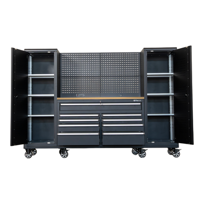 100" Rolling Tool Chest Workstation with Bench Top & Side Lockers