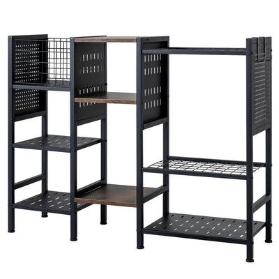 Garden Tool Organizer with Wooden Shelves for Garage and Shed