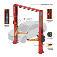 12000 Lbs Extra Height 167Inch 2 Post Lift Two Post Car Lift AK-M120 Auto Lift Car Lift Hoist 2 Post Car Lift (Extra Height, Red) — How It Works